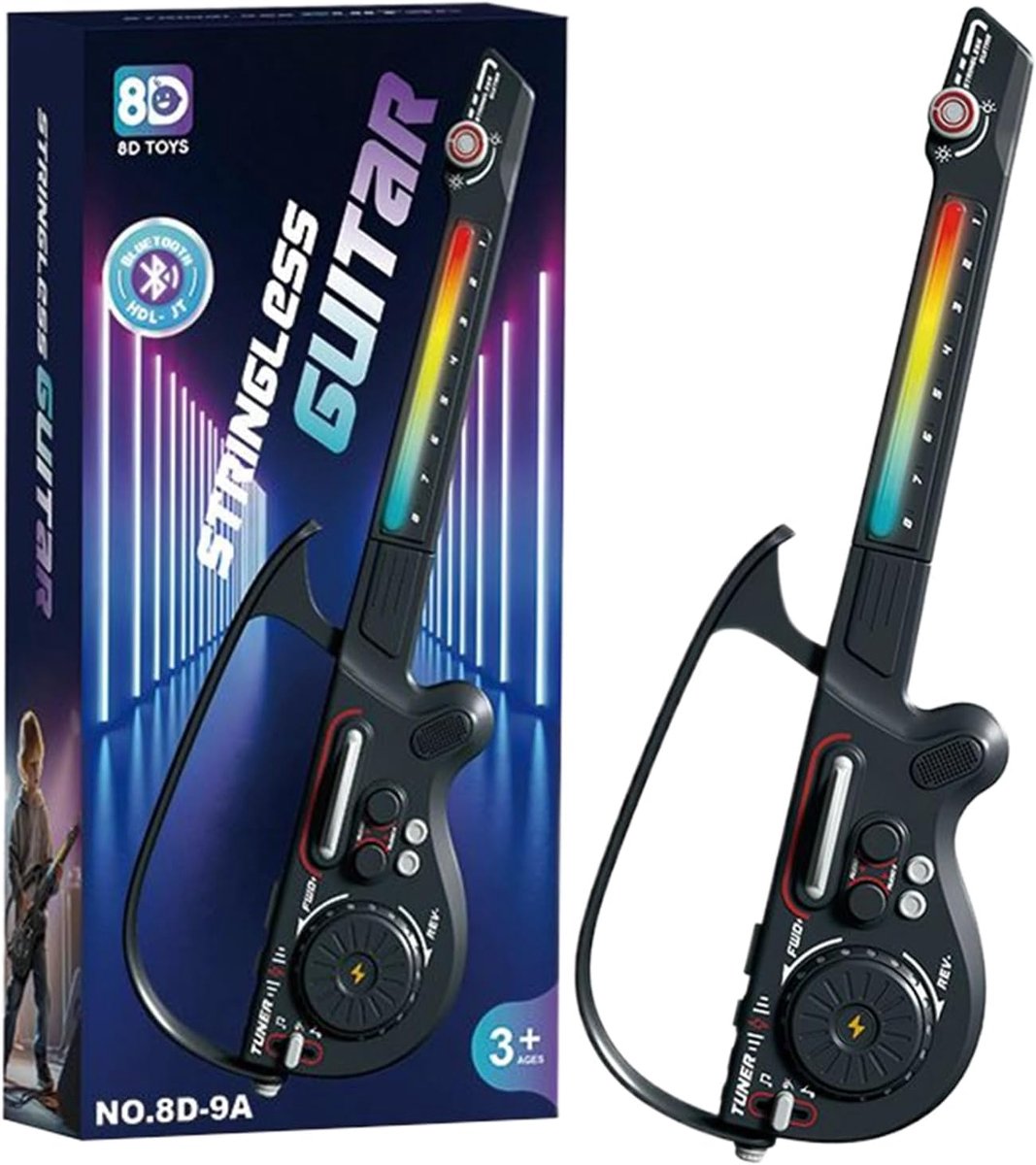Elektrische Gitaar Kinderen - Muziekinstrument Speelgoed - Muziek Leren Spelen - Snaarloos Opvouwbaar Ontwerp - 70 cm - Zwart