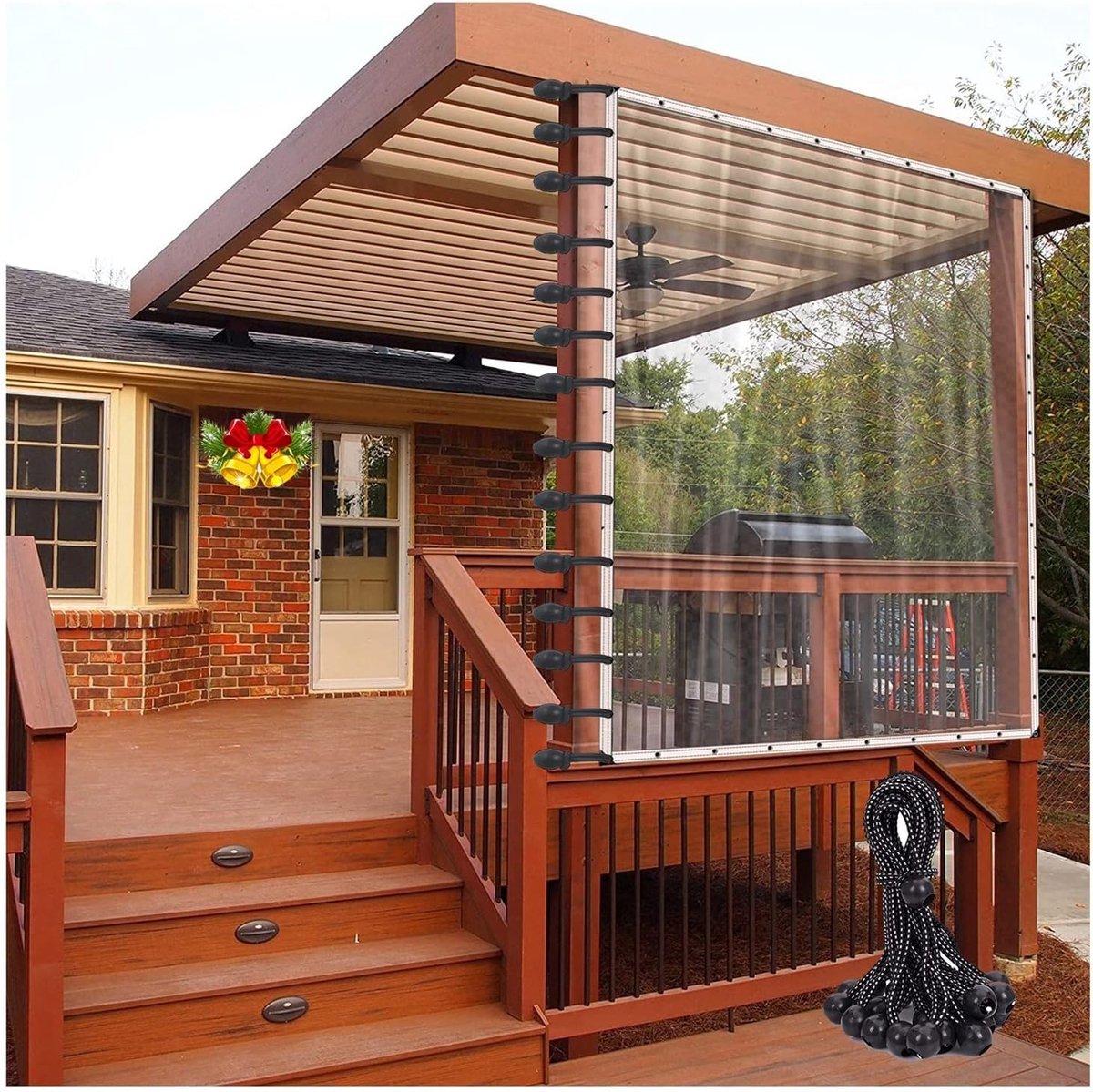 Afdekzeil Tuin - Pergola Gordijn - Buitenruimte Beschermen - Waterdicht en Winddicht - 2.5 x 3.3 m - Transparant