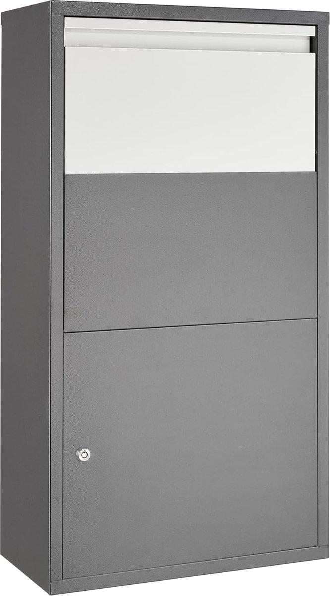 Pakketbox Brievenbus - Pakketkluis Brievenpost - Veilig Pakket Ontvangen - Met Diefstalbeveiliging - 44 x 22 x 82 cm - Zilver