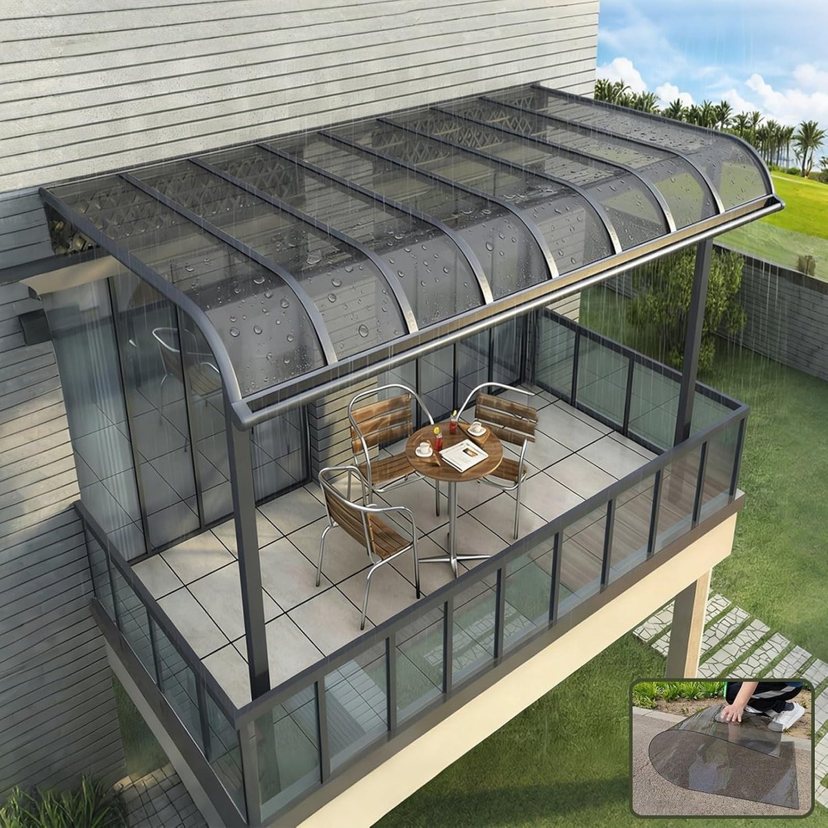 Dakpanelen Polycarbonaat - Kunststof Platen - Bescherming Buiten - Op Maat Te Snijden - 60x900cm - Grijs