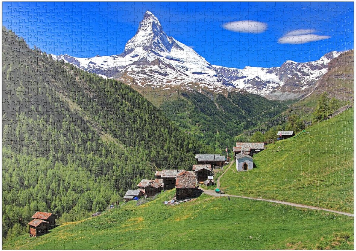 Legpuzzel Alpenuitzicht - Landschapspuzzel Fotopuzzel - Ontspanning thuis - Hoge resolutie print - 1000 Stukjes - Gekleurd
