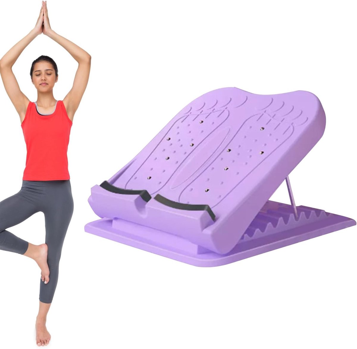 Kuit Stretch Plank - Schuine Plank - Flexibiliteit Verbeteren - In Hoogte Verstelbaar - 30 x 26 cm - Paars