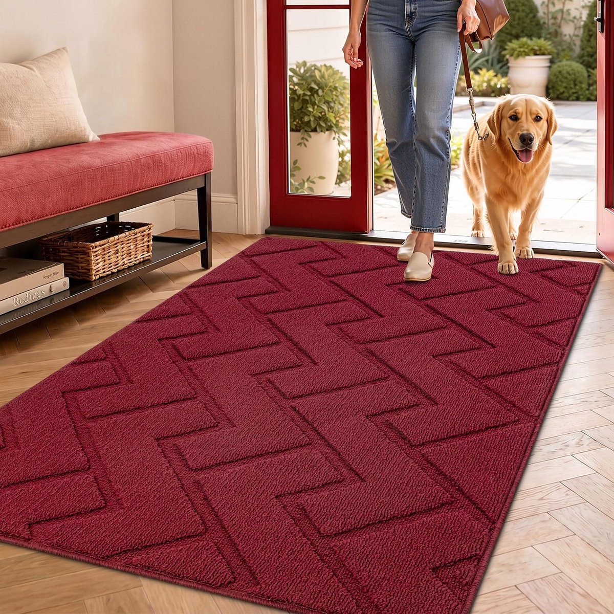 Binnendeurmat - Entree mat - Vuil Vangen - Antislip achterkant - 91 x 150 cm - Rood