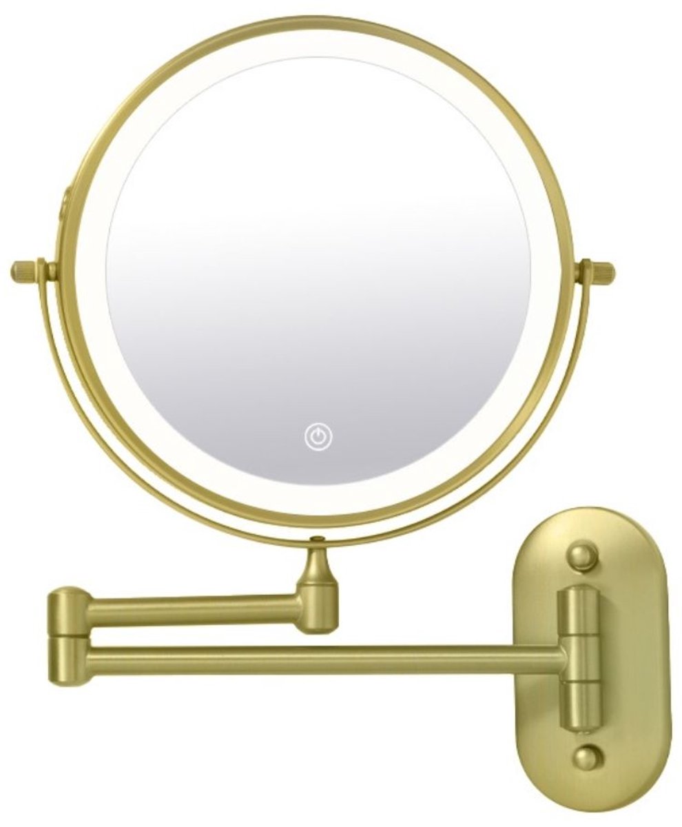 Make-up spiegel wand 5x vergrotend met dimbare LED verlichting mat goud