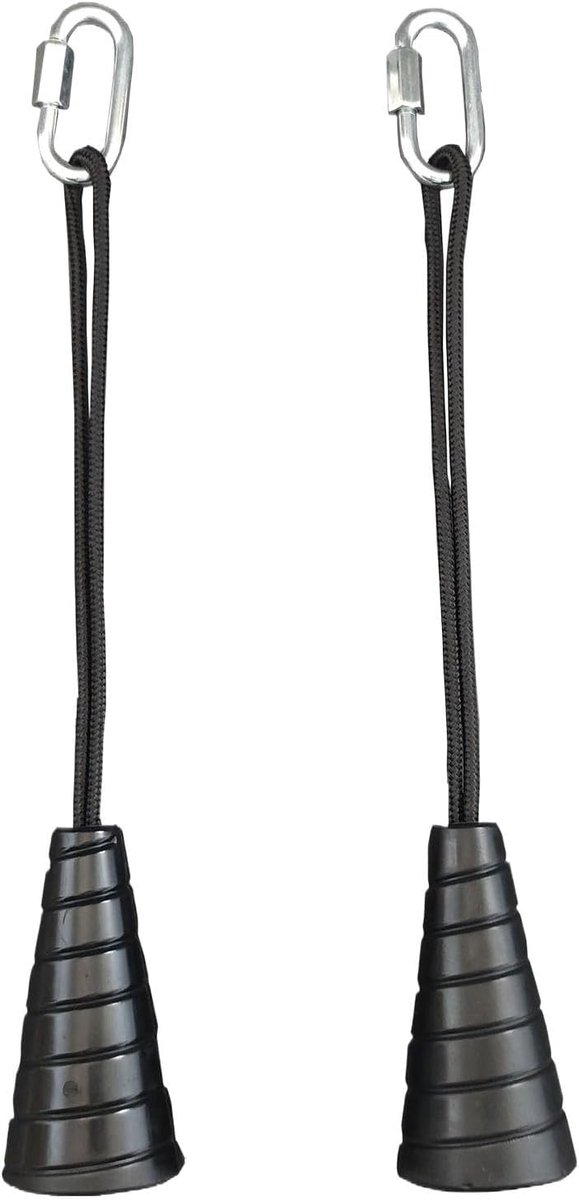 Kabel Machine Accessoire - Triceps Touw - Kracht Training - Antislip Rubber Handvat - 35 cm - Zwart