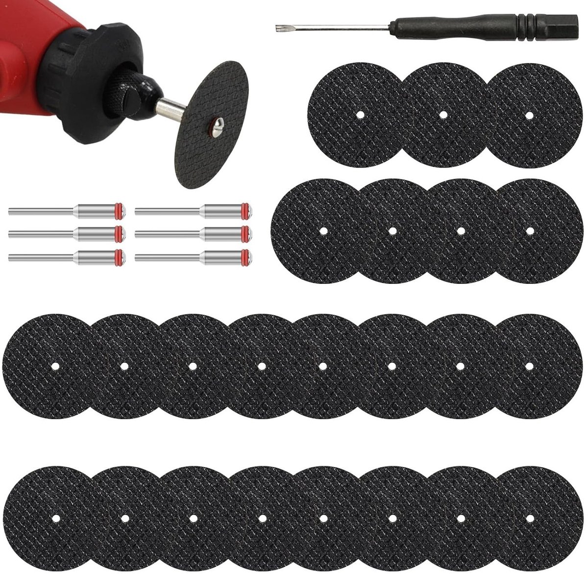 Snijschijven van hars 32 mm - 60 stuks - Rotatietool snijschijven met glasvezel - Mini metalen snijschijven met 6 stuks 3 mm klembeugel