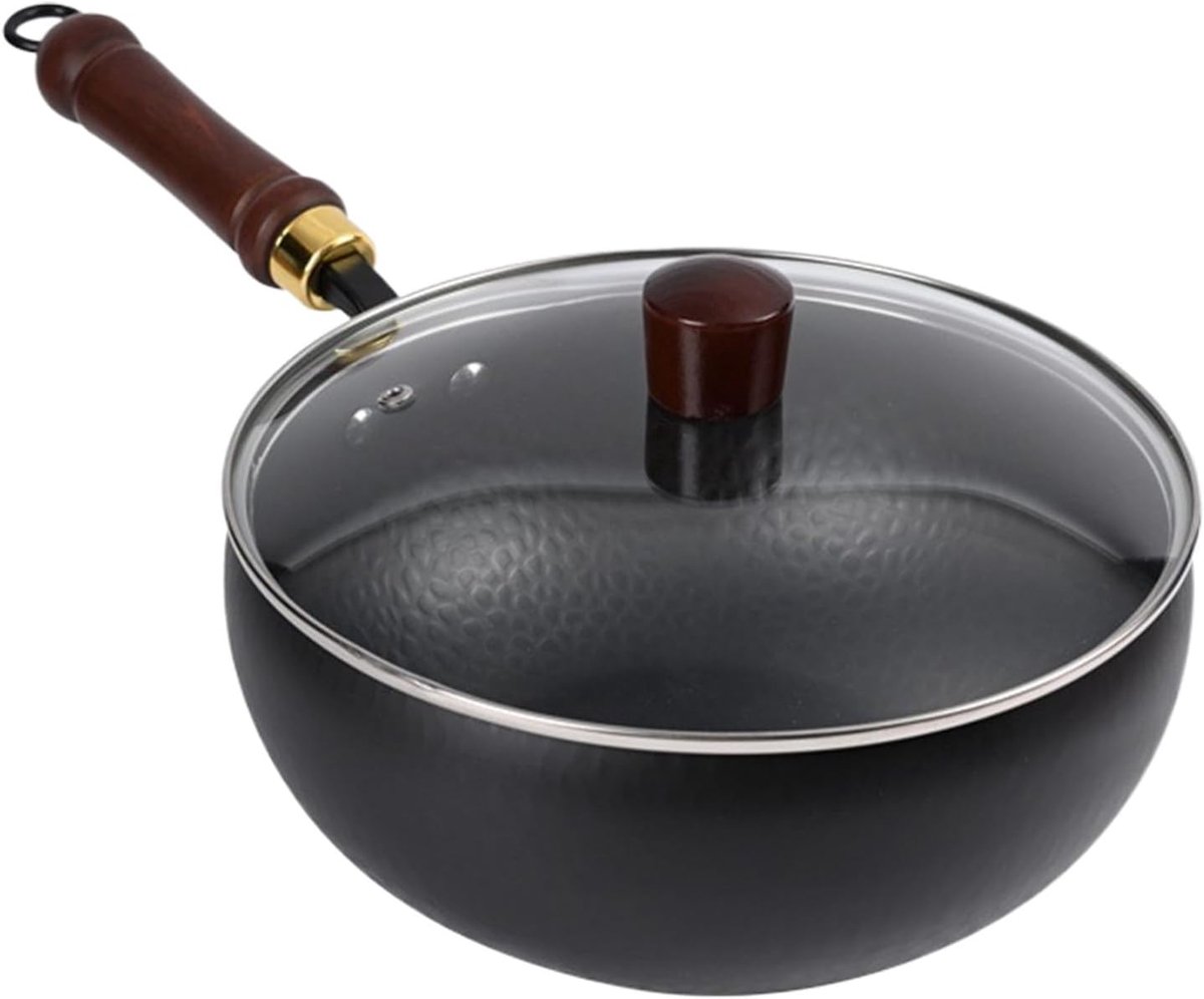 Kookpan - Wokpan met deksel - Veelzijdig koken - Antiaanbaklaag - 24cm - Zwart