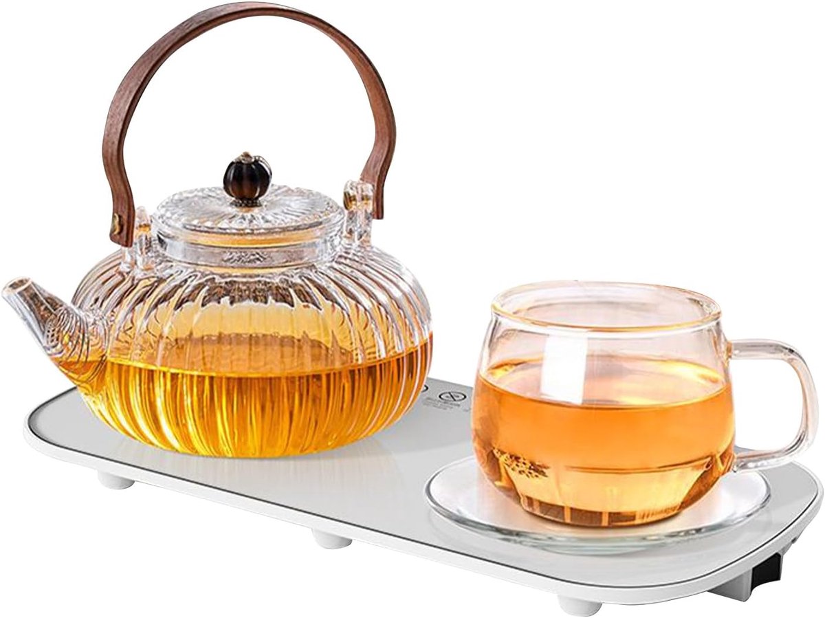 Voedselverwarmingsplaat - Verwarmingsplateau - Buffet Warm Houden - Vlekbestendig Glas - 30x18cm - Wit