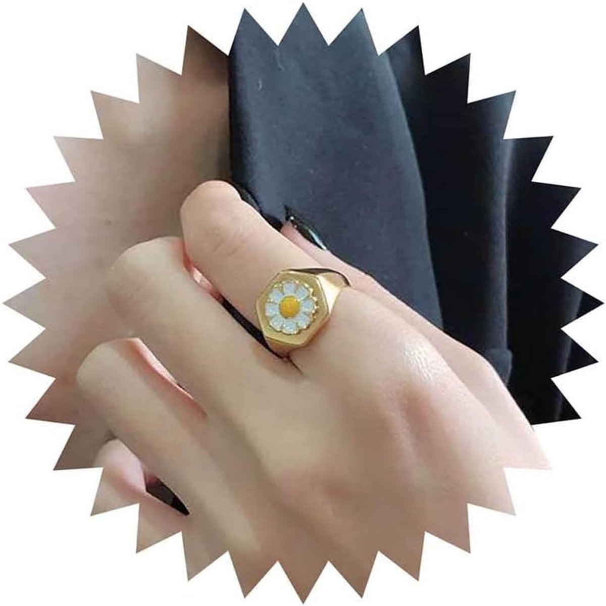 bloem zegelring gouden bloem vinger madeliefje bloemen witte