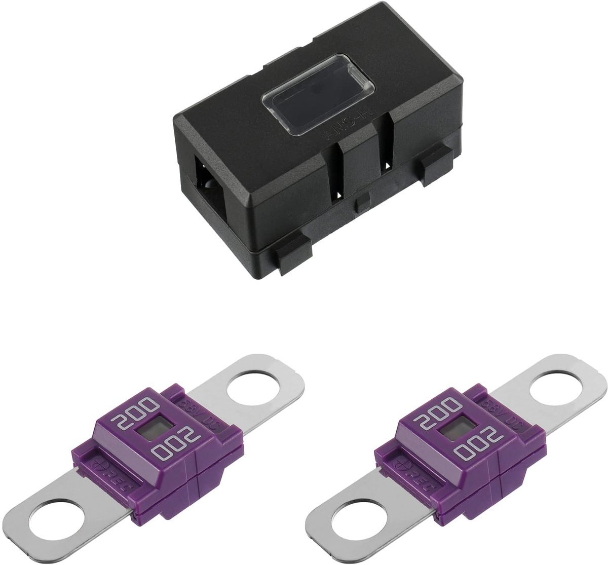 Midi-zekeringhouder en 2 stuks Midi hoogstroomzekering
