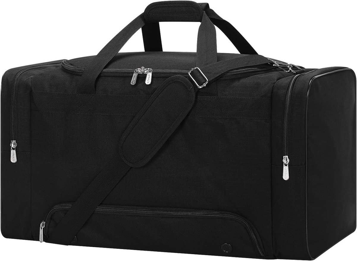 54L Mens Sport Gym Bag met Schoenen Compartiment, Zwart, Sports Gym Bag 24 inch, LONALIA Sporttas 54L