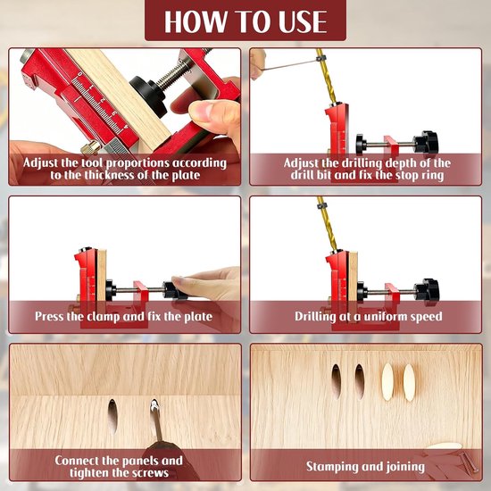 Hole Jig Kit, metalen pocket screw mal met verstelbare boorgeleiders — afbeelding 3