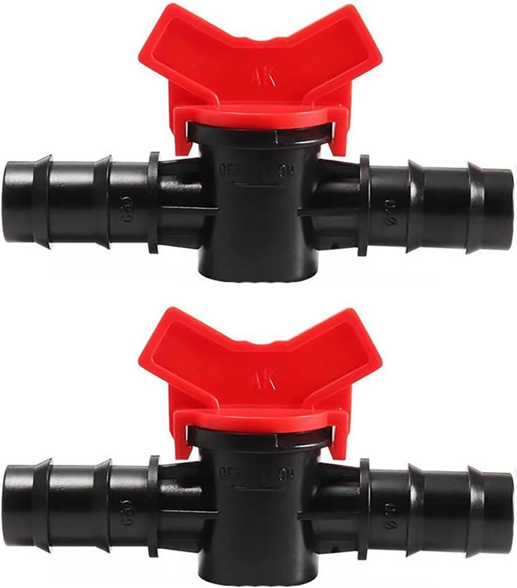 2-delige scherpe kogelkraan, 18mm druppelirrigatie scherpe kogelkraan, afsluit- en stroomschakelklep, kogelkraan met scherpe rand, slang- en pijpverbindingskraanconnectoradapter (BK)