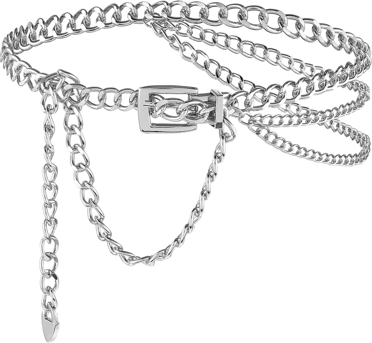Meerlaagse Taille Ketting Riem, Verstelbare Metalen Ketting Jurk Riem