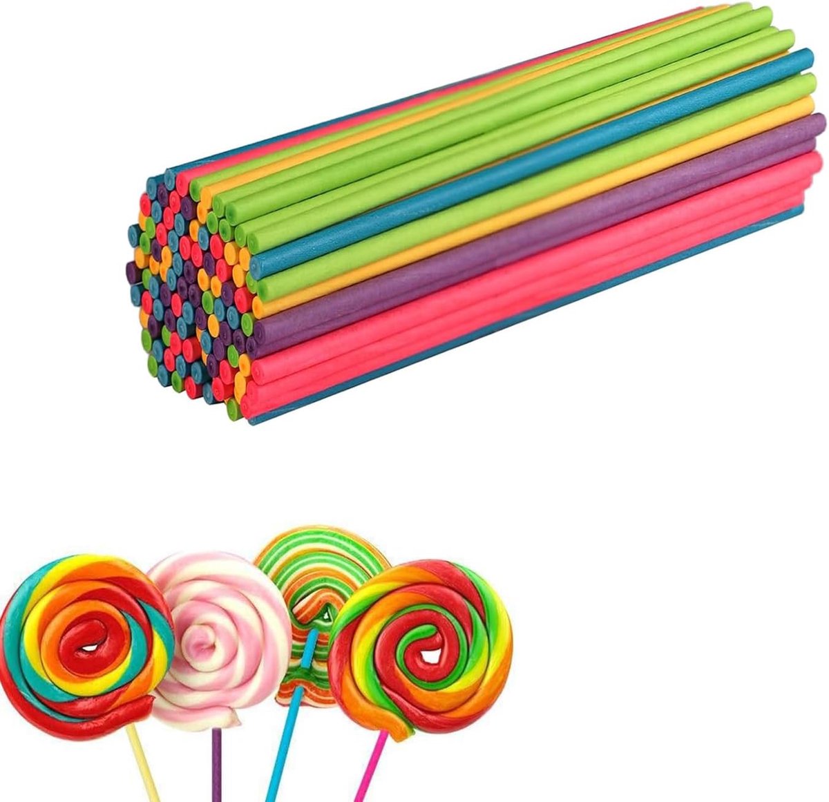 100 stuks cakepopstelen, 10 cm papieren lollysticks, cakepopsteel
