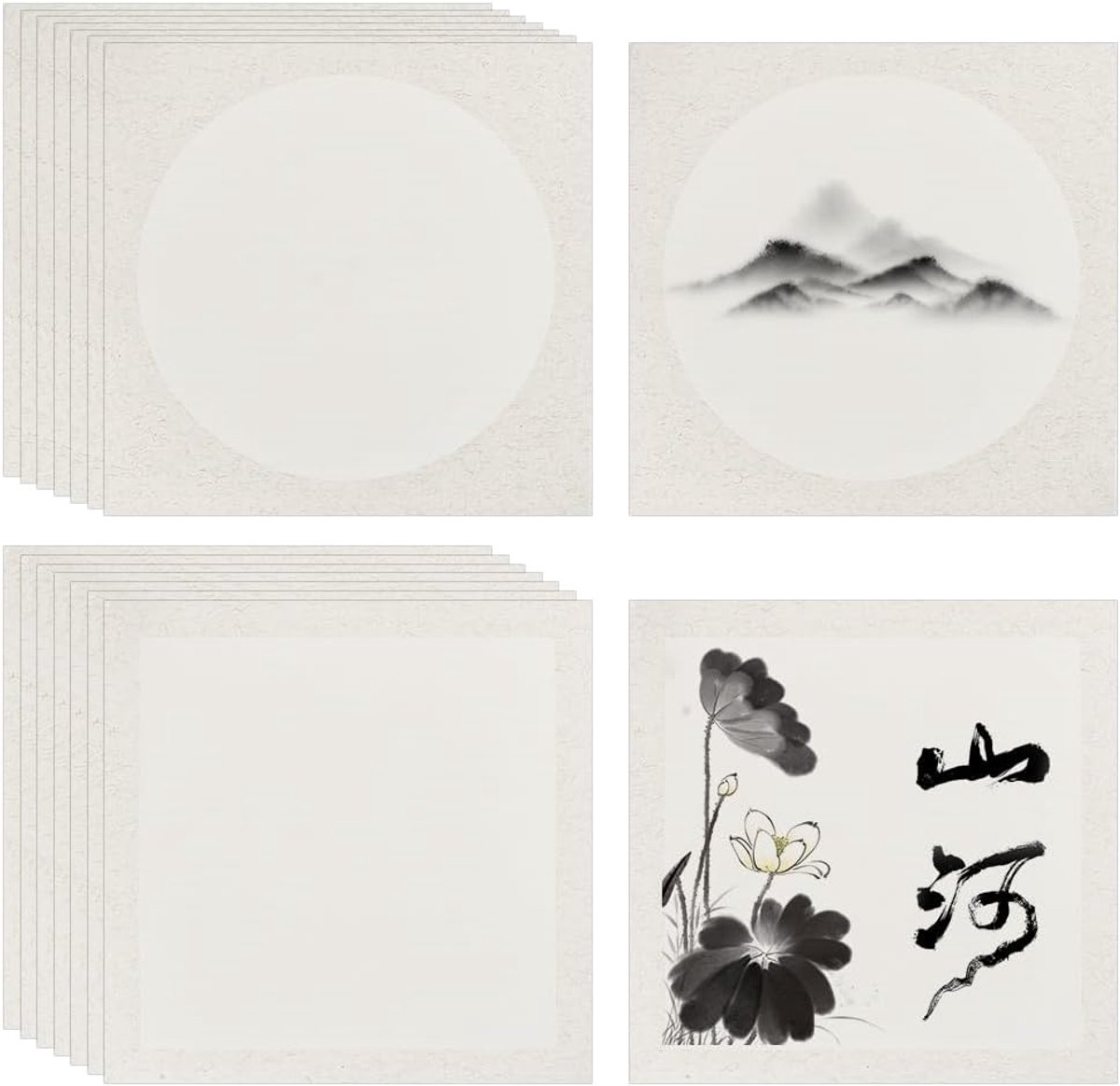 PandaHall Xuan Shikishi 20 vellen voorgemonteerd 33 cm - accessoires voor Chinese kalligrafie, tekening, Sumie schilderen, wanddecoratie voor graffiti