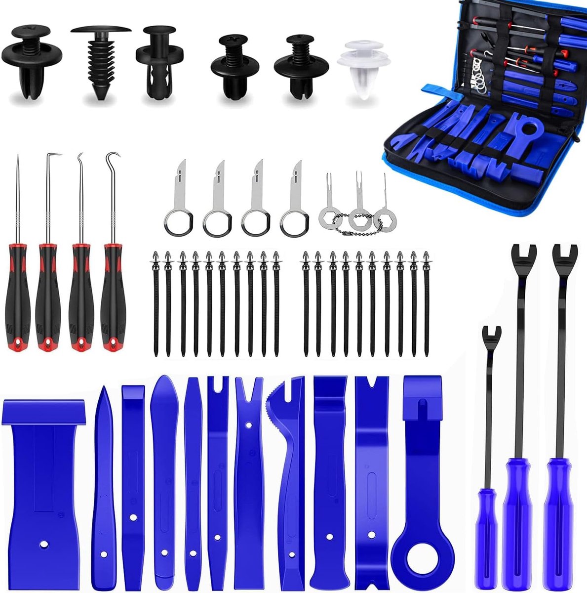klinknagels voor auto, demontageset voor autobekleding, (120 clips +