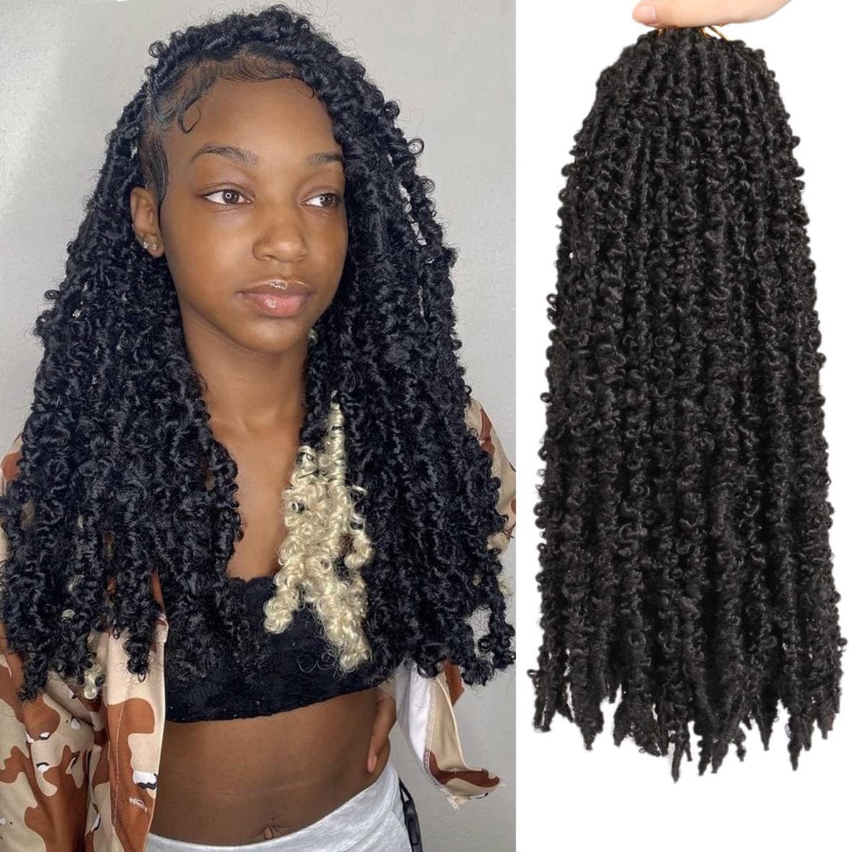50 cm Distressed Locs Crochet Hair 6 verpakkingen Butterfly Faux Locs