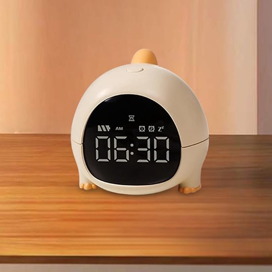 Dinosaurus Klok - Kinderwekker Dier - Wakker Worden - USB Oplaadbaar - 10 cm Breed - Geel — afbeelding 3