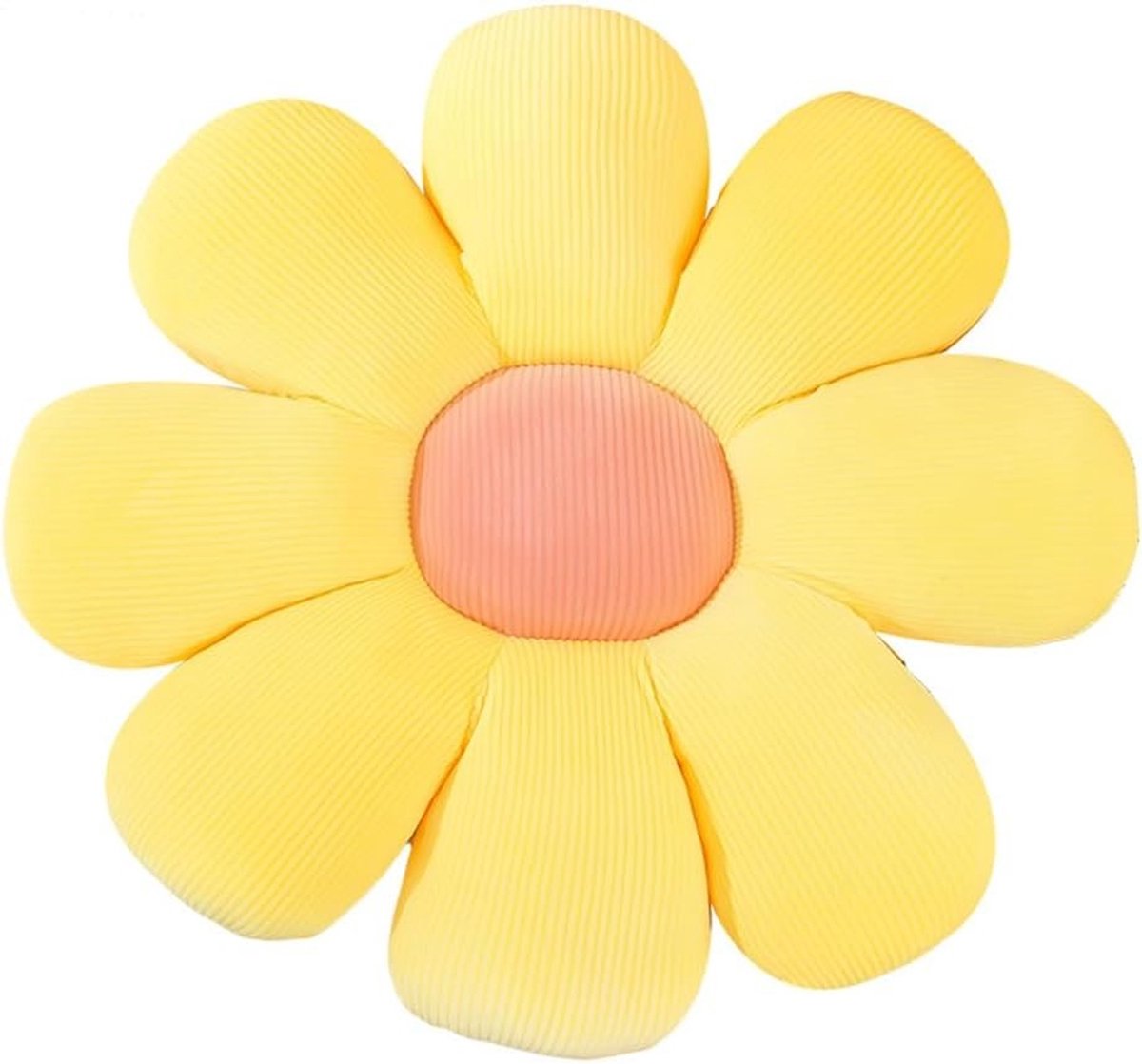Daisy Bloemvormig Kussen voor Thuisdecoratie, Omkeerbaar Vloerkussen en Zitkussen voor Bed, Bank en Stoel (Geel)