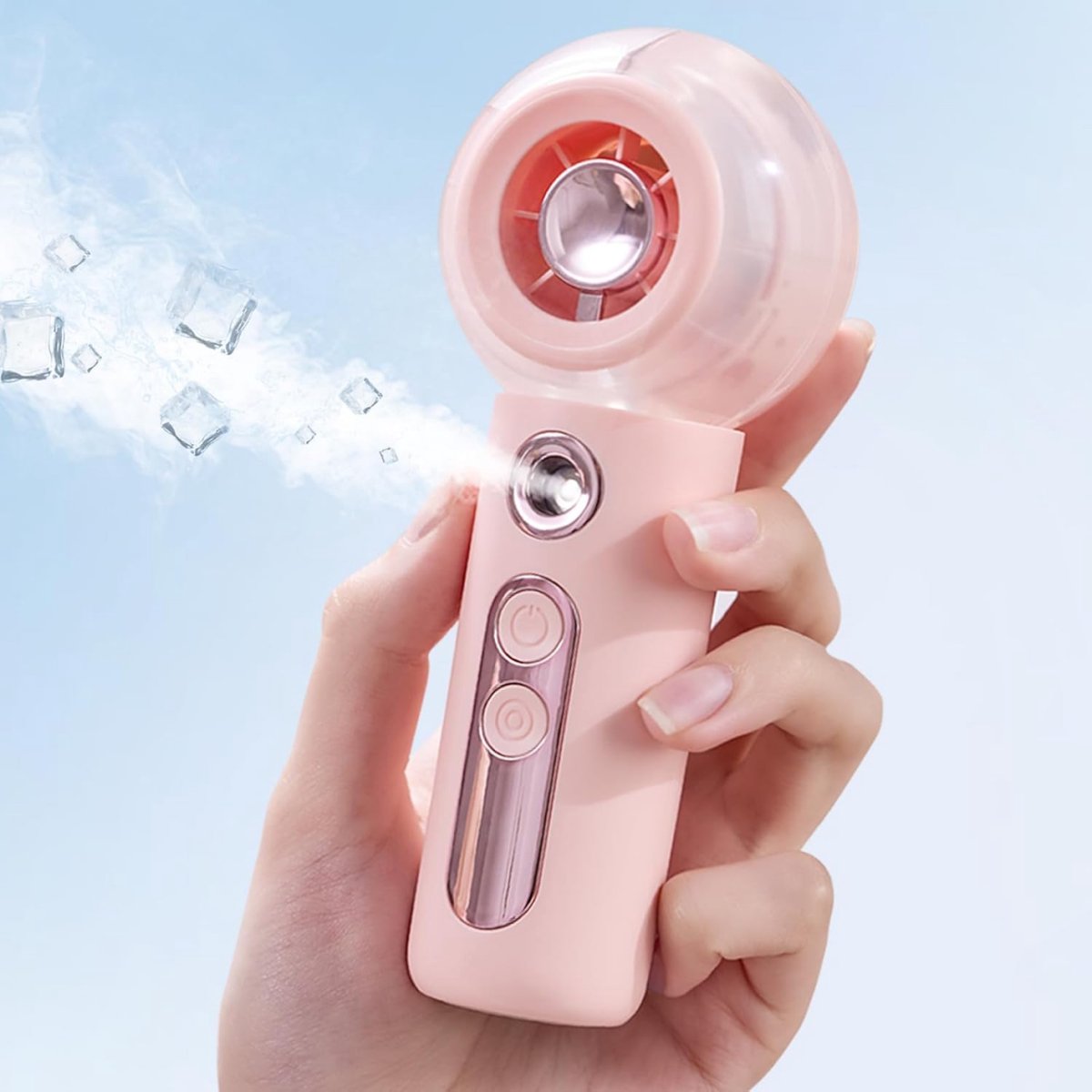 GELLDG Handventilator met waterkoeling – Draagbare mini-vernevelingsventilator – Voorzien van 2000 mAh-accu en 4 snelheidsstanden – USB-vernevelingsventilator – Compact en draagbaar – Ideaal geschikt voor gebruik buitenshuis en als cadeau – Roze