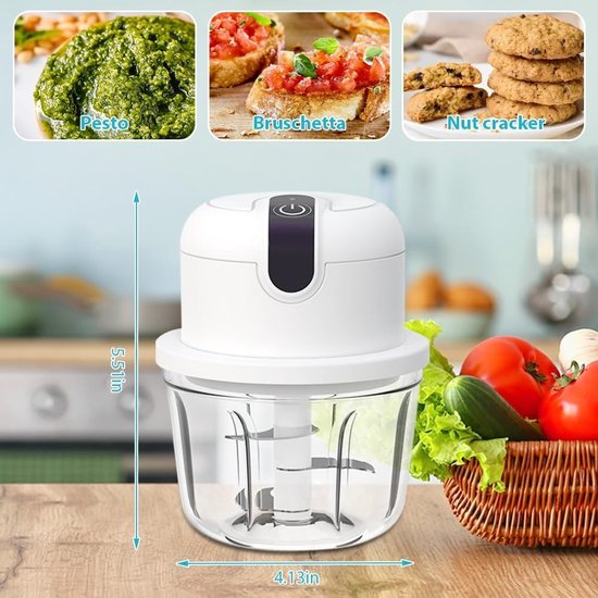 Elektrische Keuken Hakker 350 ml - USB Oplaadbare Automatische Hakker voor Vlees, Uien en Knoflook — afbeelding 3