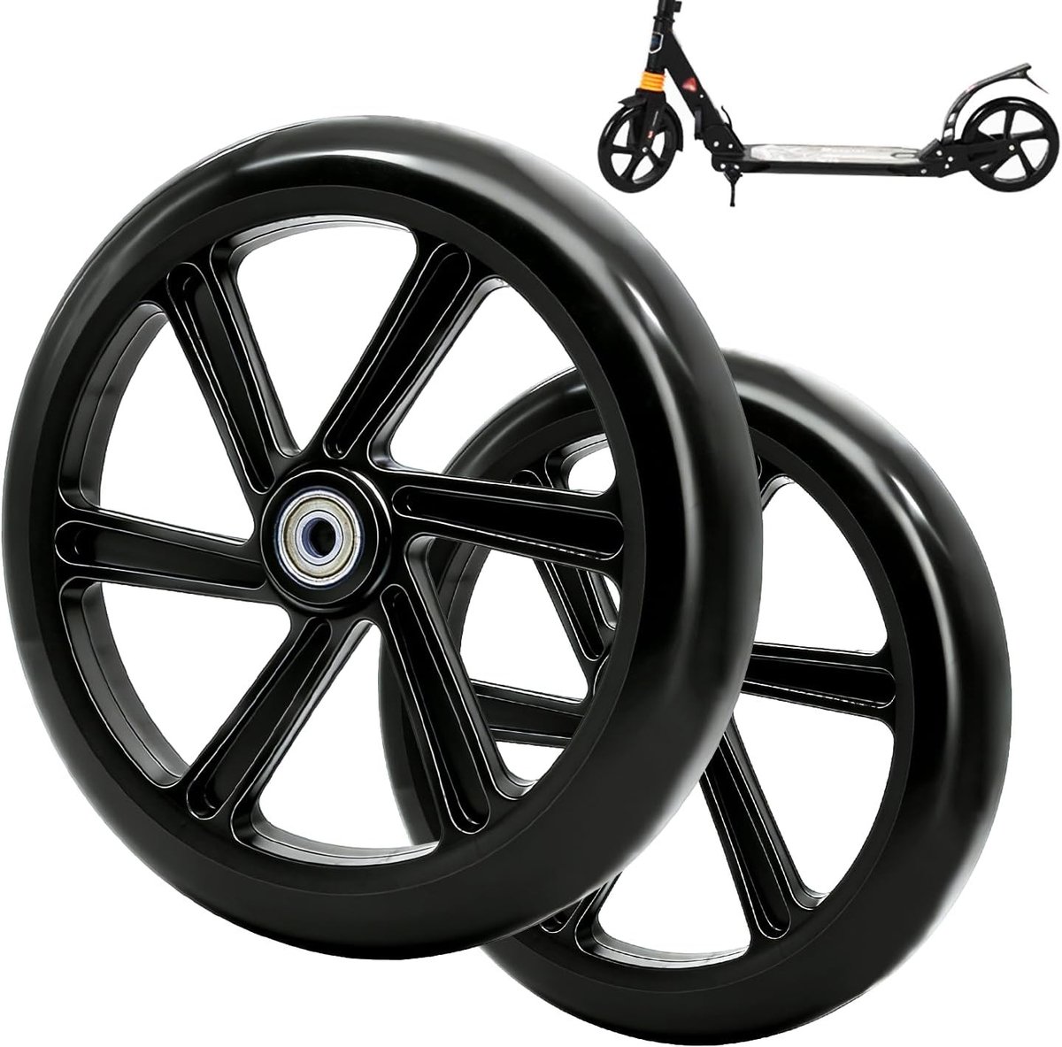 Reserve scooterwielen 200 mm met ABEC-9-lagers antislip profiel voor stadssteppen en e-scooters universele vervangingsset