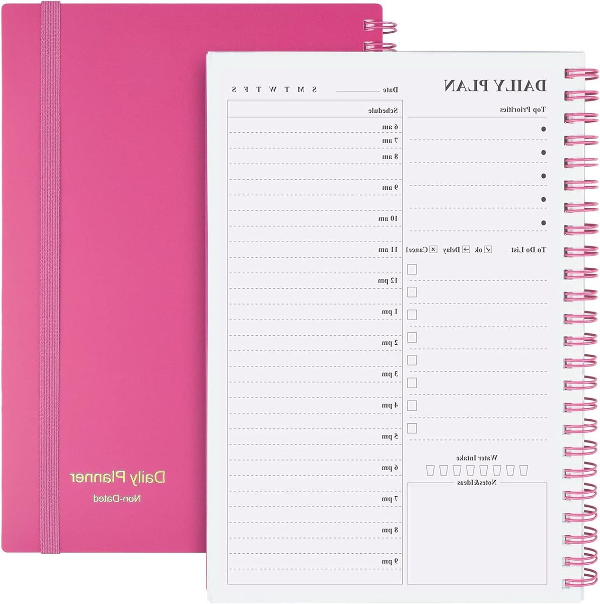 Dagelijkse Planner - Afsprakenboek Agenda - Productief Werken - Ongedateerd Dagbeheer - A5 formaat - Roze