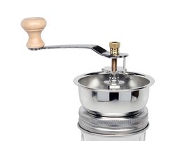 Handmatige Koffiemolen - Roestvrijstalen Molen - Verse Koffie Maken - Past op Mason Jars - 1 Stuk - Zilver