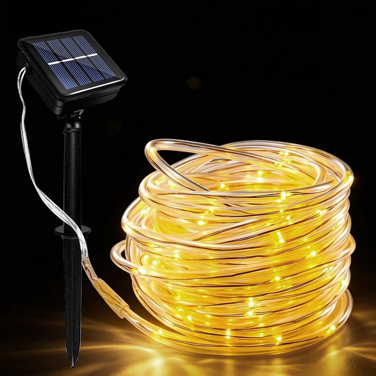 Zonne-energie LED lichtslang buiten 10 m - 100 leds, 8 standen, IP65 waterdicht - tuinverlichting terras kerst