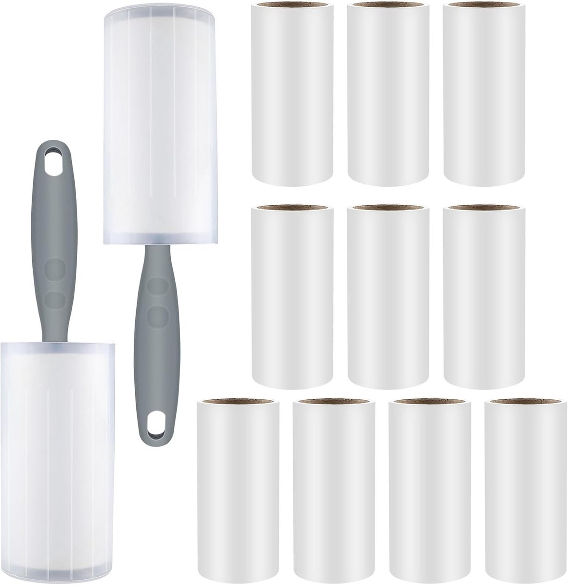 Pluisroller Set - 12 Rollen - 2 Dispensers - 60 Vellen per Rol - Extra Kleverig
