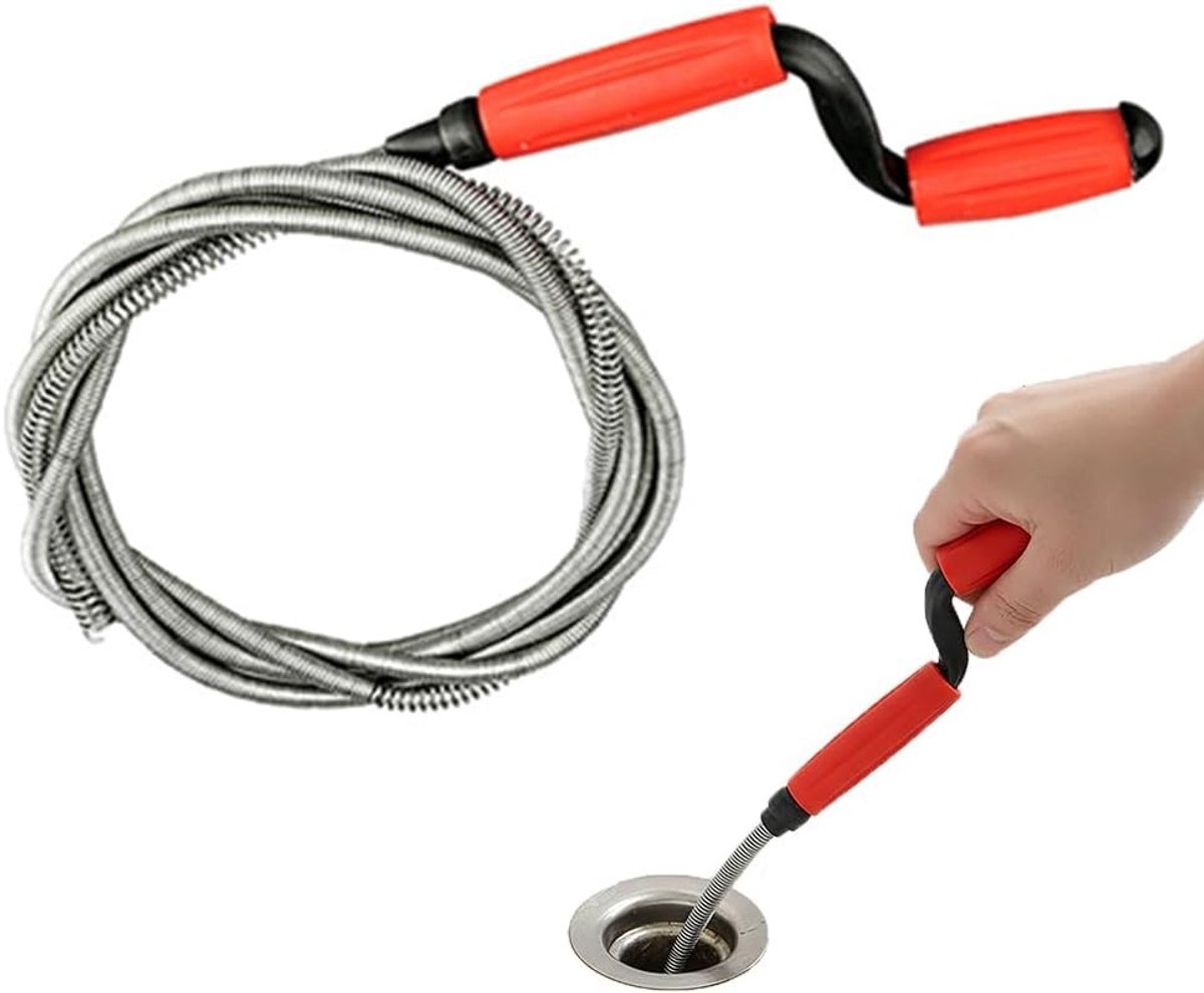 Reinigingsspiraal voor Afvoerpijpen, 5 m x 6 mm, Effectieve Ontstopper voor Keuken, Badkamer en Douche, Ideaal tegen Verstoppingen
