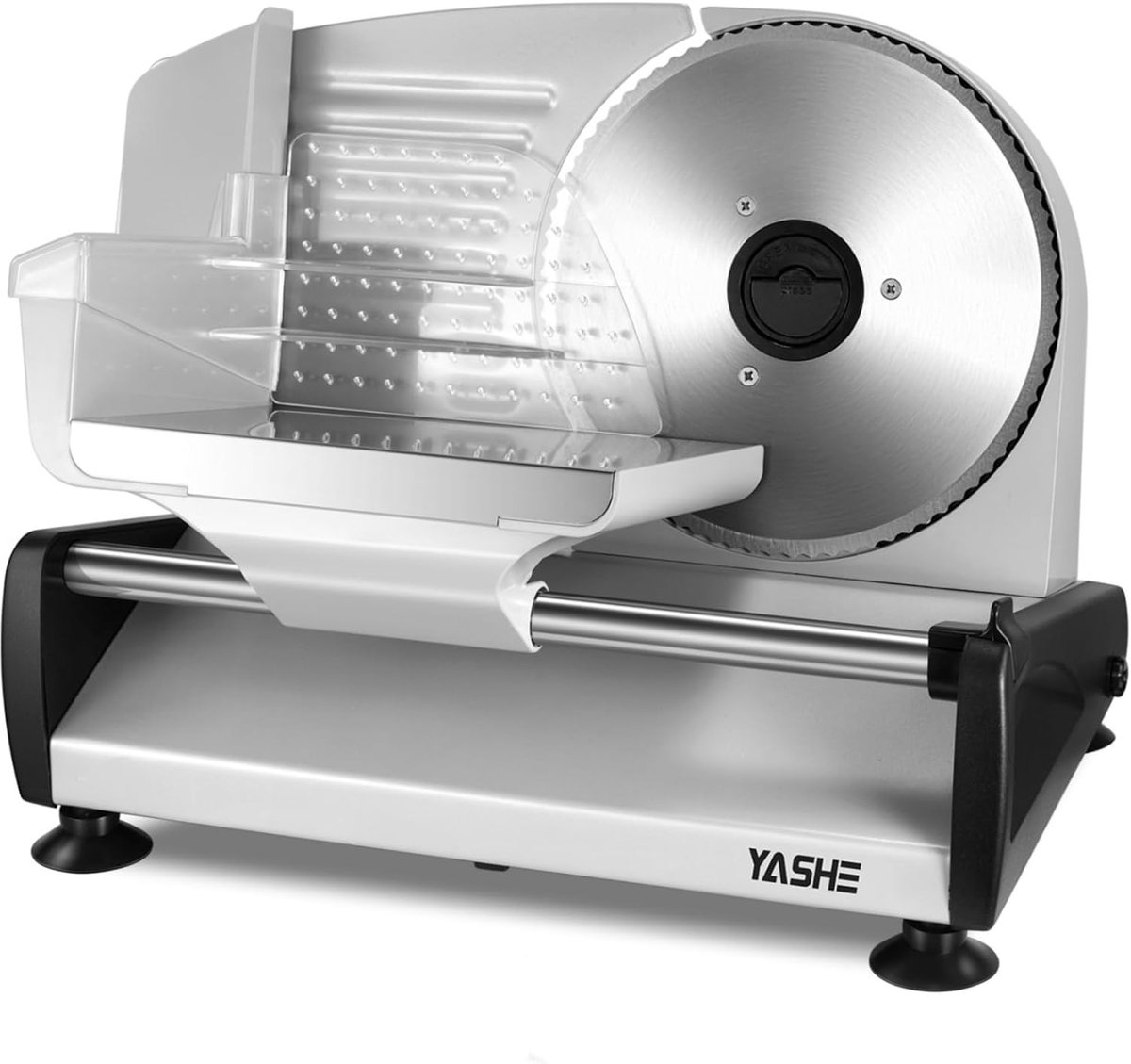 SnelShoppen - Elektrische Vlees Snijmachine 150W Met Verstelbare Dikte 0-15Mm, RVS Bladen 19Cm, Veiligheidsslot, Zuignappen Voor Vlees, Kaas, Brood, G