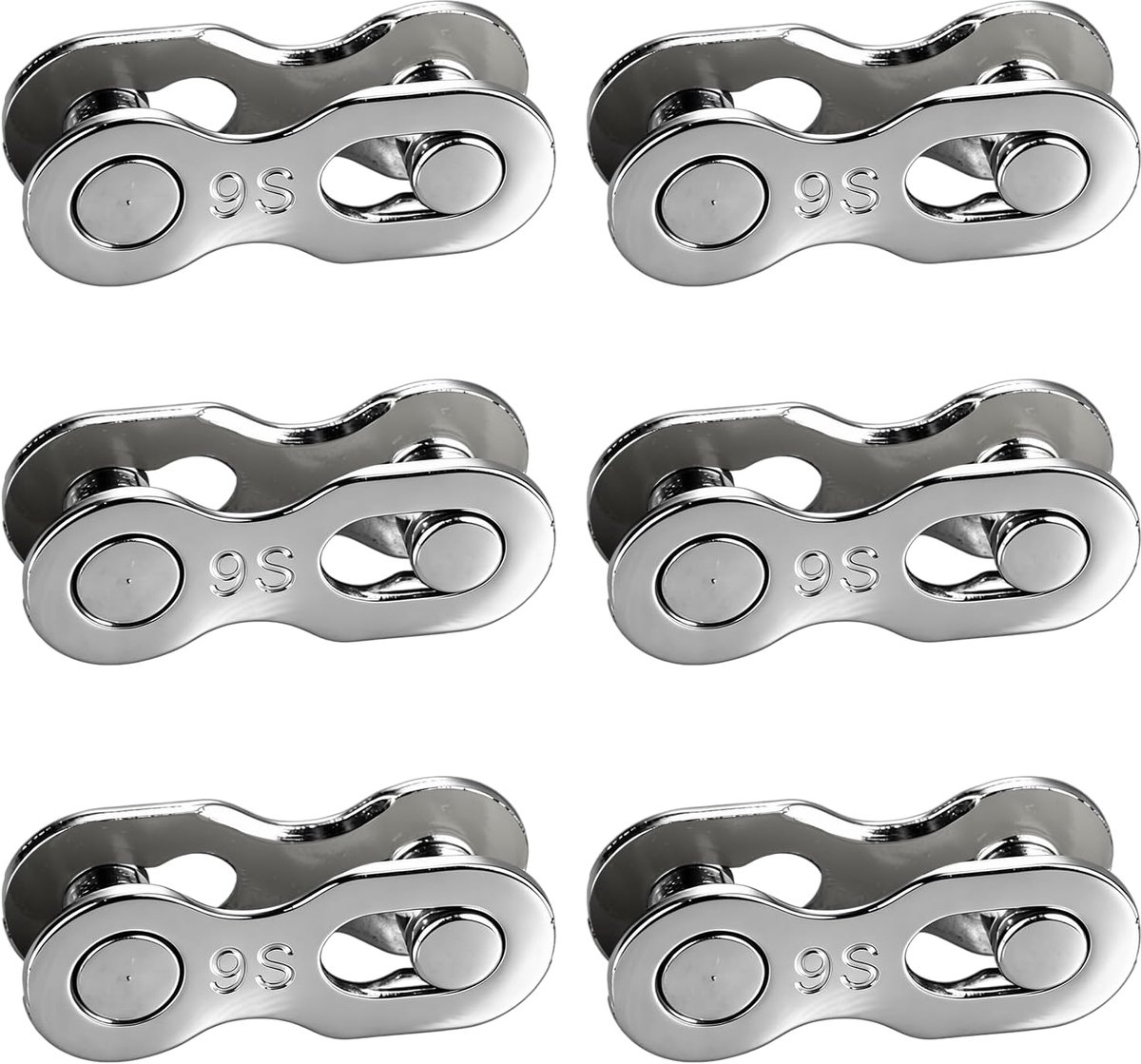 SnelShoppen - 6 Paar Fietskettingsloten, Stalen Kettingslot Set, 9-Voudig Compatibel met Shimano, Voor Mountainbike, Trekkingfiets, Racefiets, Stadsfi
