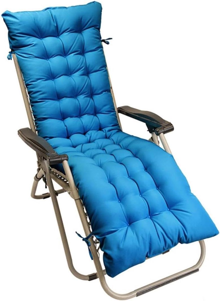 Ligstoelkussen - Tuinkussen Loungerkussen - Buiten Ontspannen - Dubbel Antislip Ontwerp - 170 x 53 x 8 cm - Blauw
