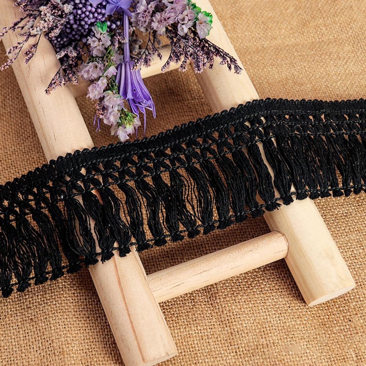 10 yards 8 cm breed zwart katoen kwastje kant lint franjes trimmen