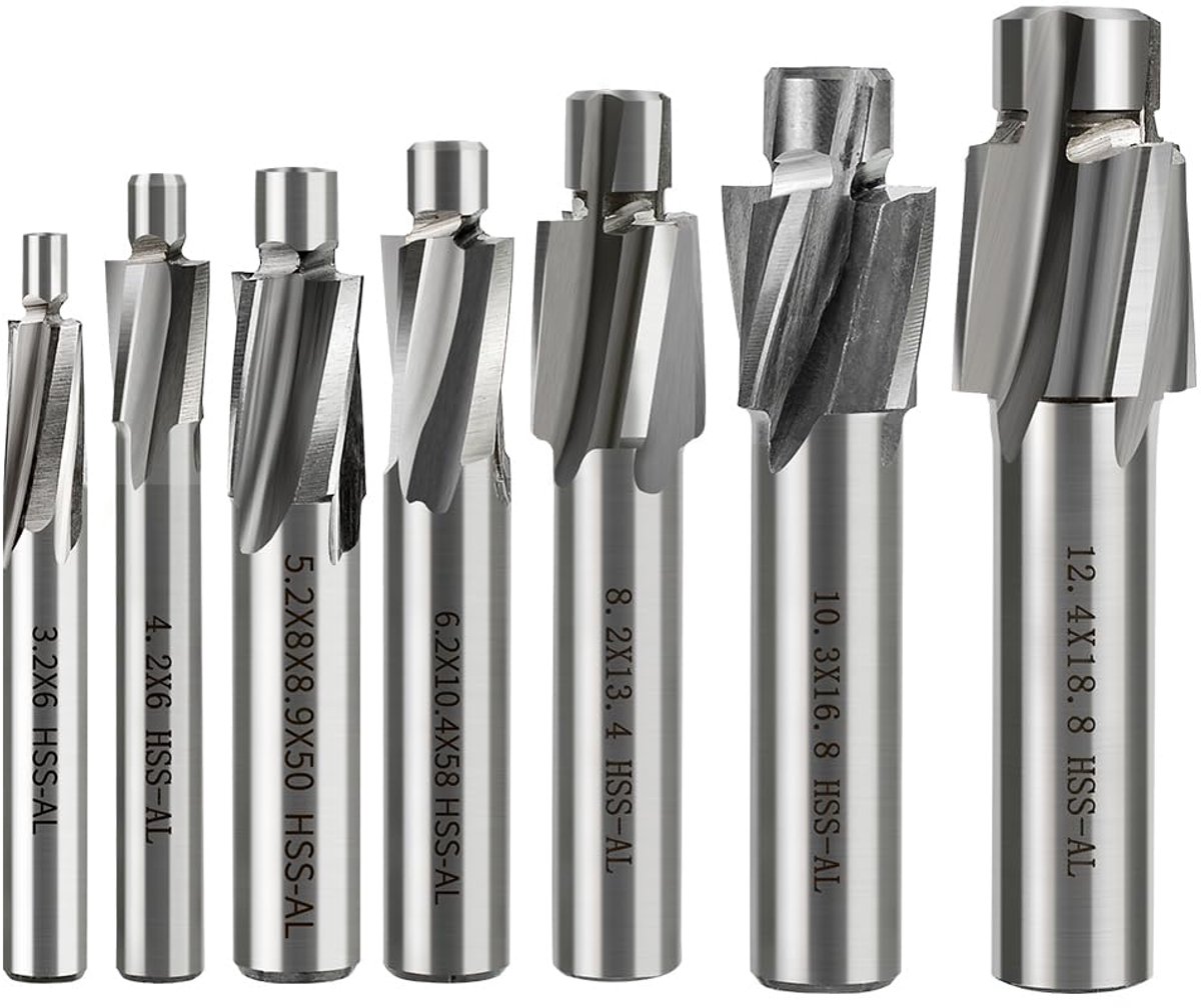 7 stuks platte verzinkboor M3-M14 Hss verzinkboor schachtfrees 4