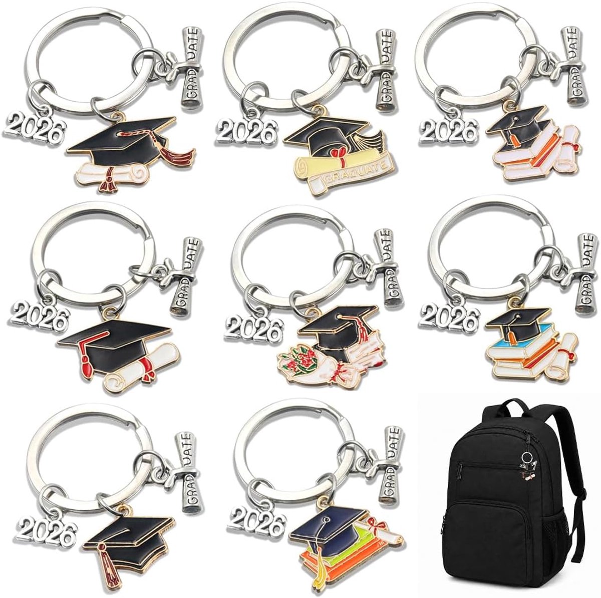 8 stuks afstudeercadeau sleutelhangers voor dames en heren