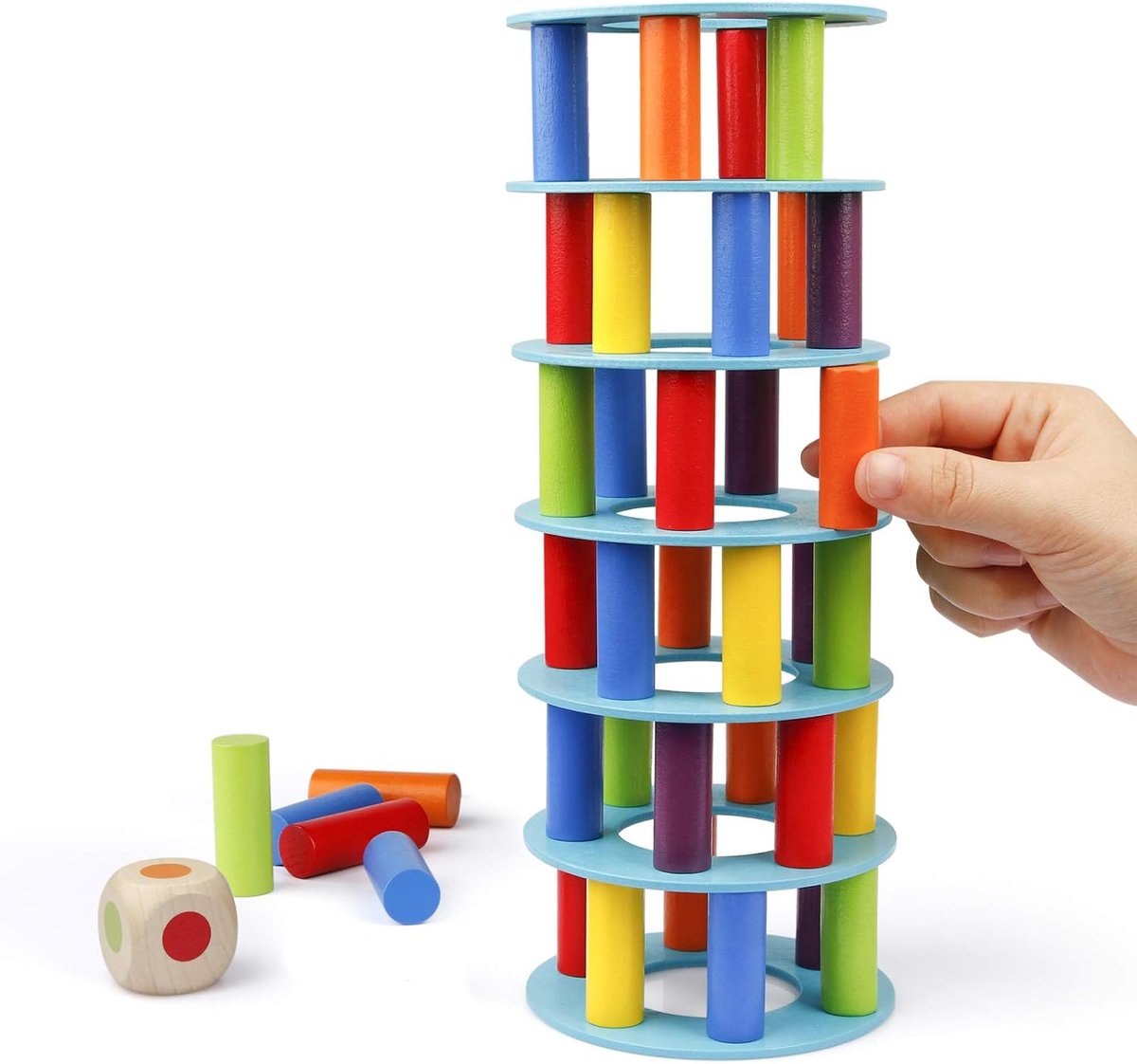 Houten Scheve Torengame - Tuimelblok Omvallen Hout Stapeltoren Speelgoedgames Montessori-cadeau Voor Kinderen | Bouwstenen en dobbelstenen omverwerping toren speelgoed Montessori cadeau familie spelletjes vanaf 3 jaar en ouder