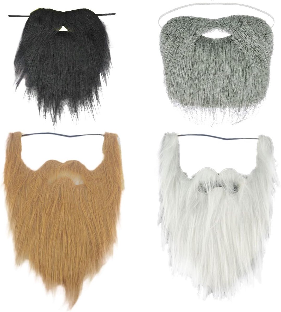 4 stuks nepbaarden, snorharen, grappige grappige accessoires voor kostuum, volwassenen, Halloween, feestaccessoires