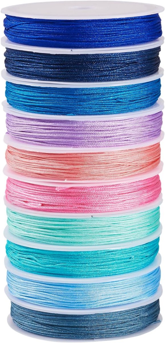 10 kleuren polyester kralendraad, 0,8 mm, Chinees knoopkoord