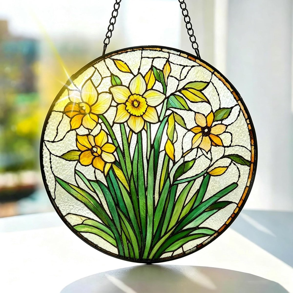 Zonnevanger voor ramen, vuurtoren-design, rond raamafbeelding, glas, schilderij, decoratie, kleurrijk kristal ornament om op te hangen