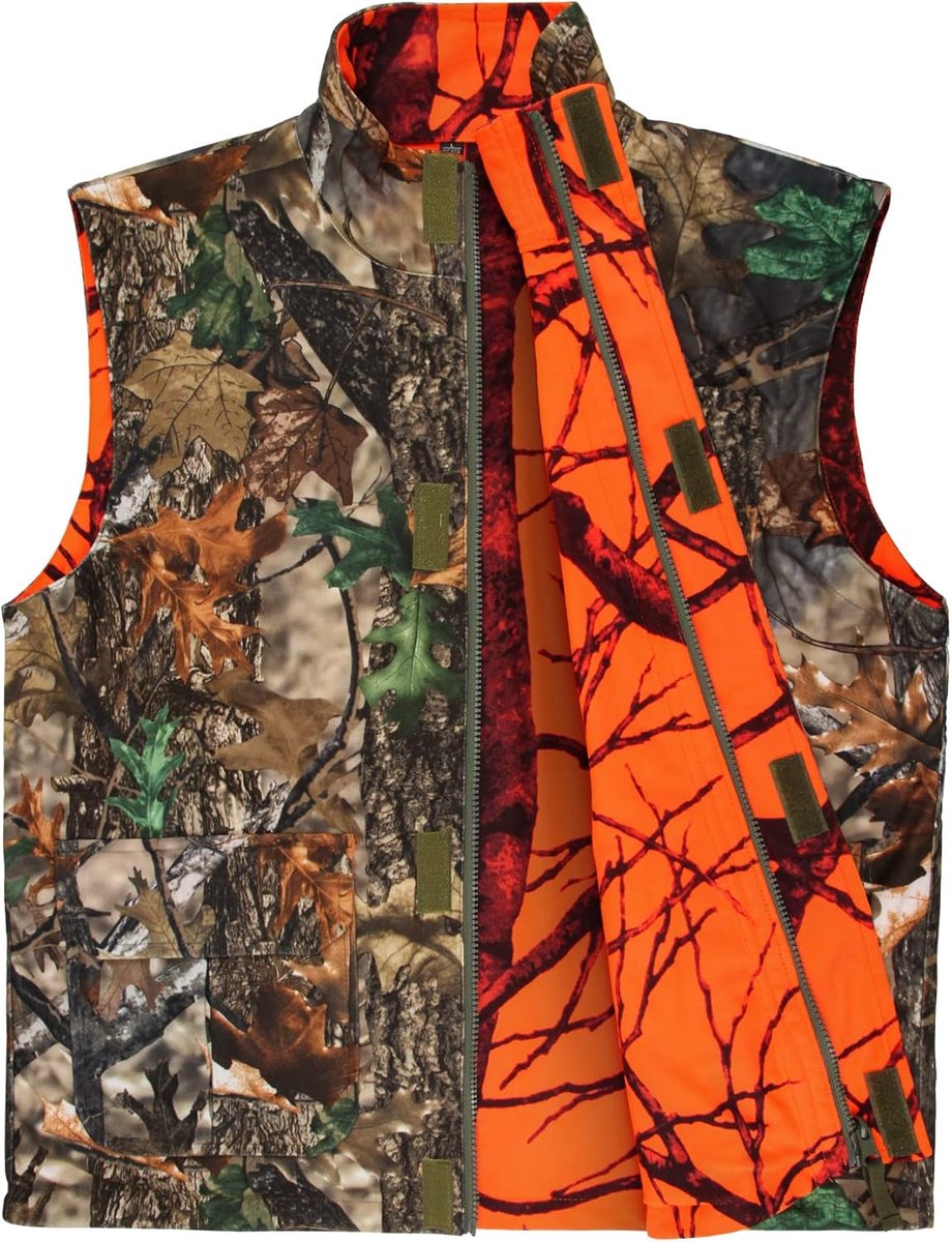 Heren Jacht Vest Safty Vest met Zakken Omkeerbaar Oranje + Camo