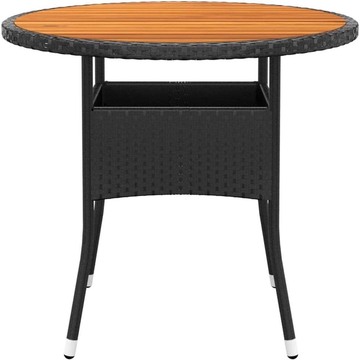 Ronde Tuintafel - Buitenmeubel - Terras Ontspannen - Massief Acaciahout - 80 x 75 cm - Zwart