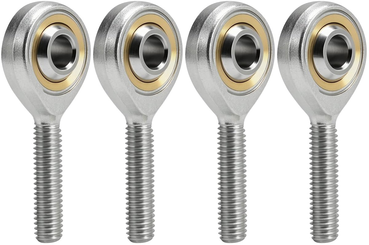 Set van 4 M6 kogellagers met mannelijke schroefdraad, Uniball-gewrichten met rechtsschroefdraad, krachtige kogelgewrichten voor machines en automatiseringsapparaten