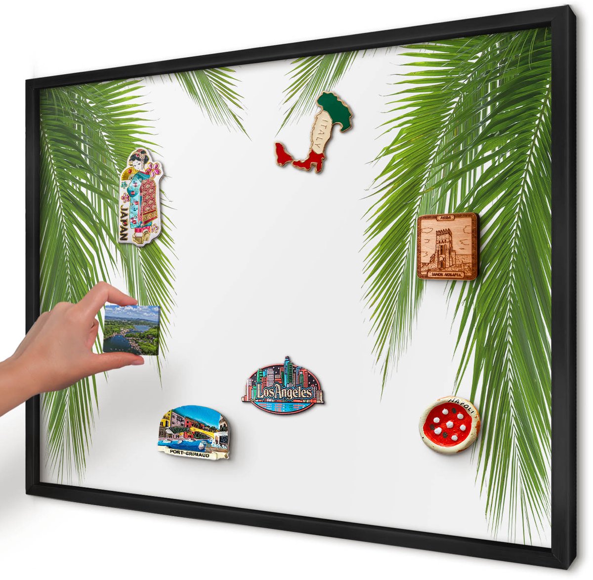 Artprintcave Groente Magneetbord mit Zwart Frame - 70x50 cm - Exotische Natuur Bord Voor Magneten - Modern Wandbord Magnetisch - Natuur