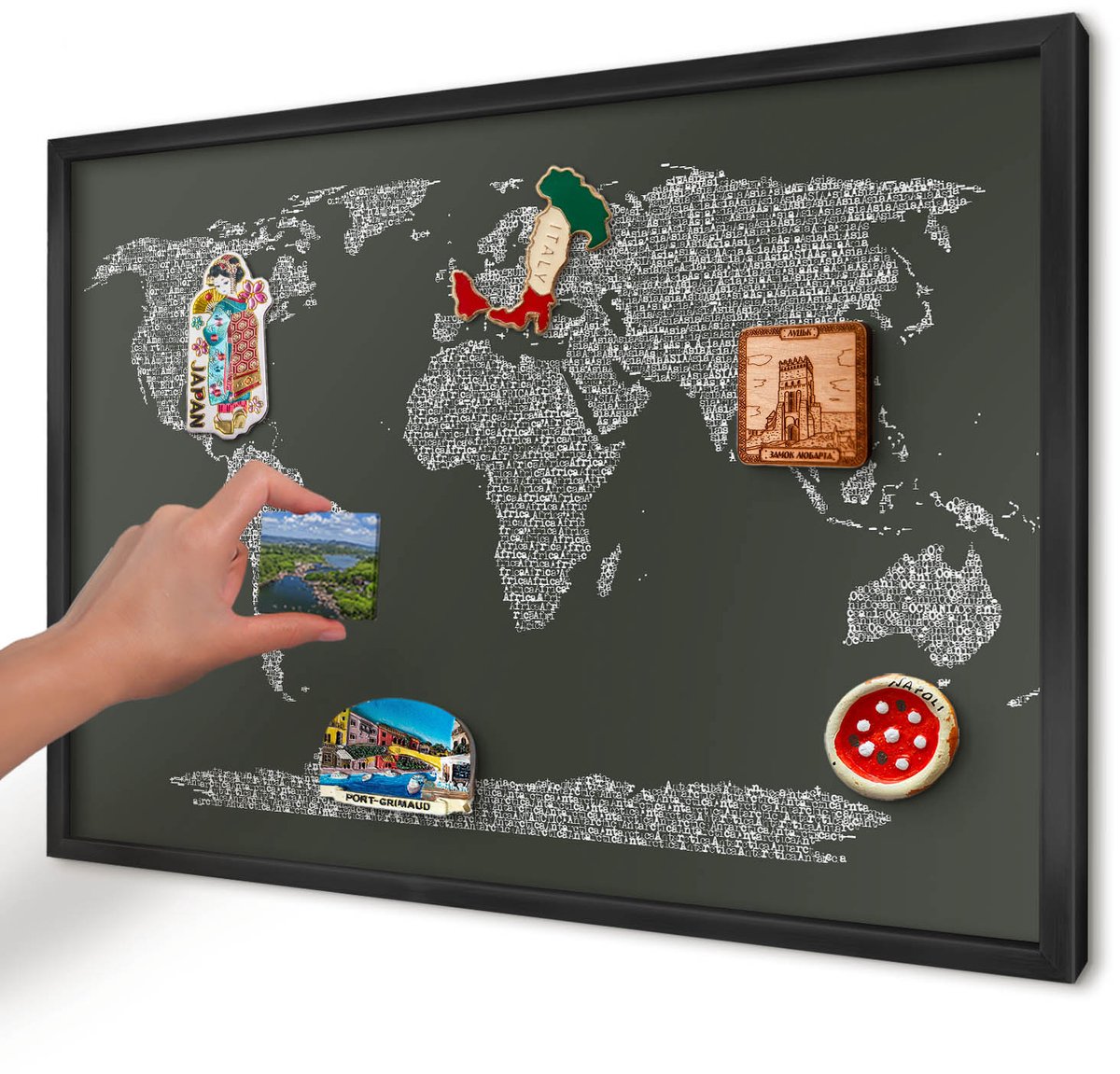 Artprintcave Groente Magneetbord mit Zwart Frame - 60x40 cm - Tekstkaart Magnetisch Bord Voor Magneten - Typografisch Magneet Bord mit Frame - Kaarten