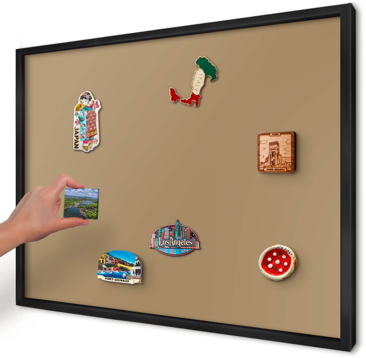 Artprintcave Bruin Magneetbord mit Zwart Frame - 70x50 cm - Bruine Kleur Magneetbord Voor Keuken - Minimalist Magneetbord Voor Foto's - Achtergronden En Patronen