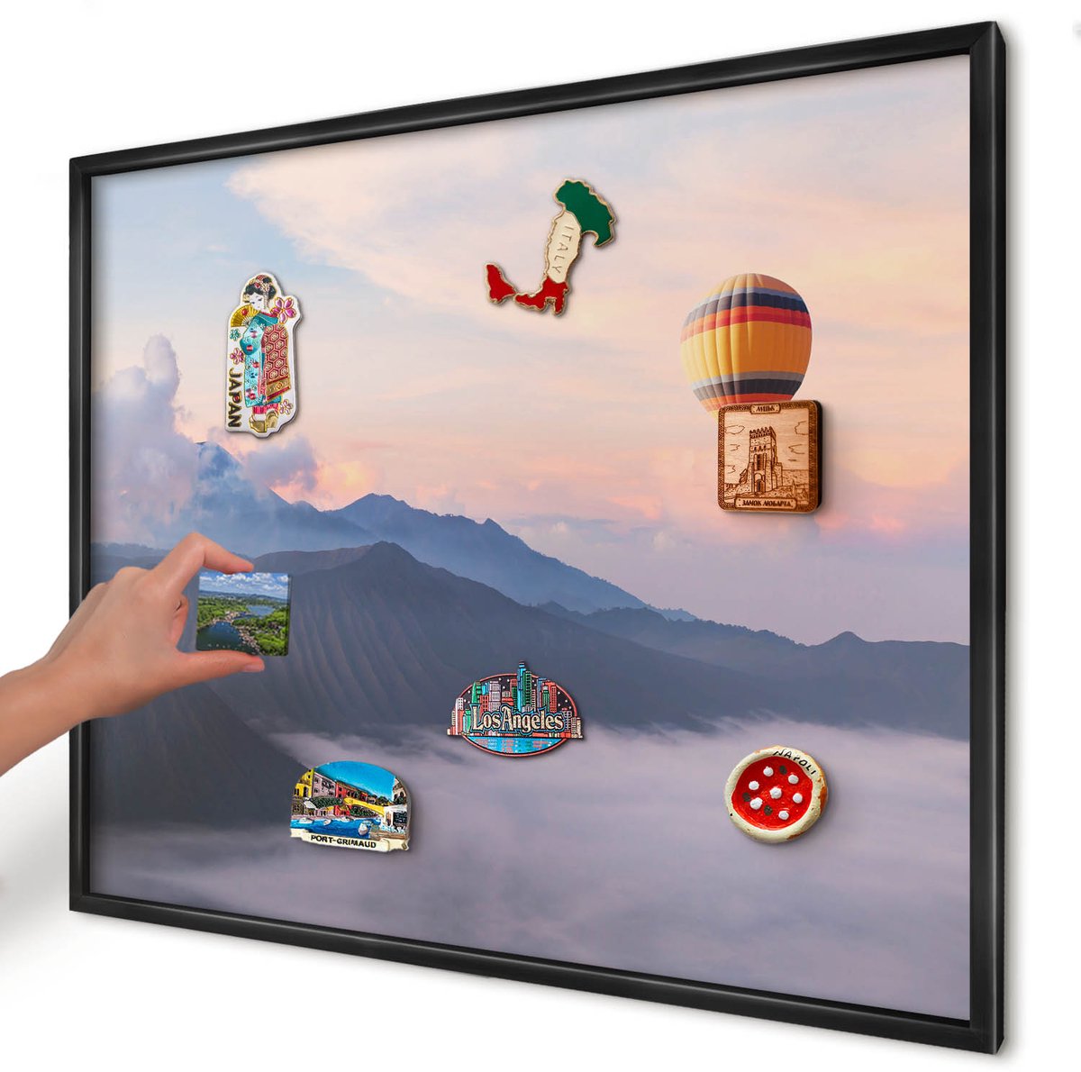 Artprintcave Blauw Magneetbord mit Zwart Frame - 80x60 cm - Hemelreis Magnetische Organizer - Fotografisch Magneet Bord mit Frame - Landschappen