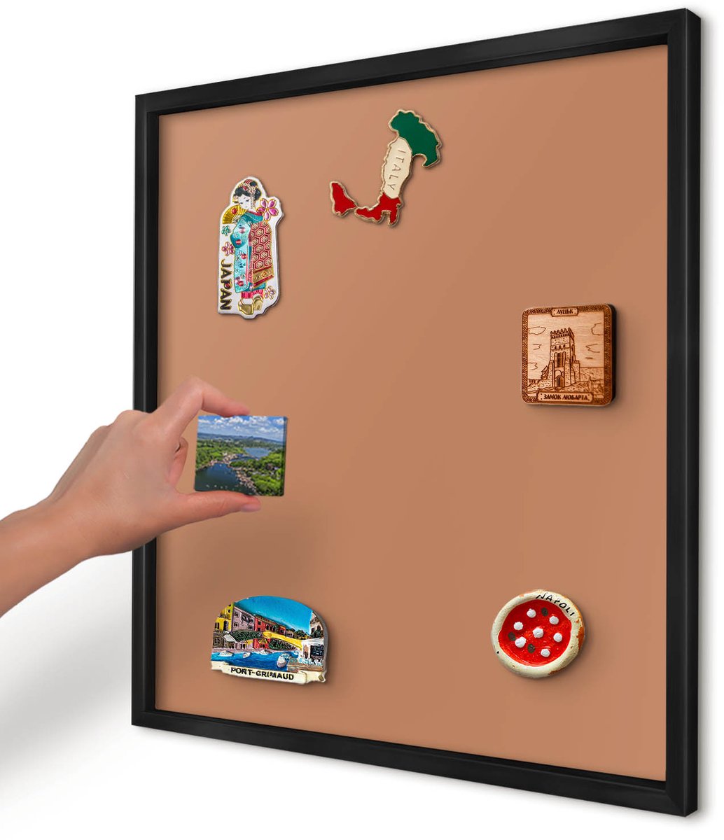 Artprintcave Oranje Magneetbord mit Zwart Frame - 50x50 cm - Doffe Oranje Magneetbord Voor Foto's - Minimalist Notitiebord - Achtergronden En Patronen